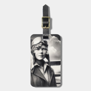 Étiquette À Bagage Aventurière Aviatrice Féminine Amelia Earhart Vint