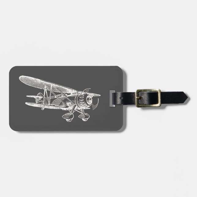 Étiquette À Bagage Avion vintage (Devant horizontal)