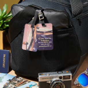 Étiquette À Bagage Avion vintage au-dessus de Hudson River, New York