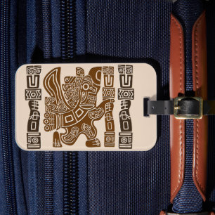 Étiquette À Bagage Aztec Eagle Guerrier Tribal Art antique