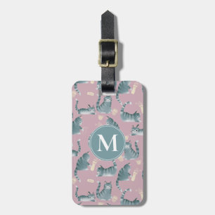 Étiquette À Bagage Bad Grey Tabby Chats Frappe Stuff Over & Monogramm