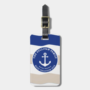 Étiquette À Bagage Badge de Famille Ancre Navy Yacht Club Vintage Voy