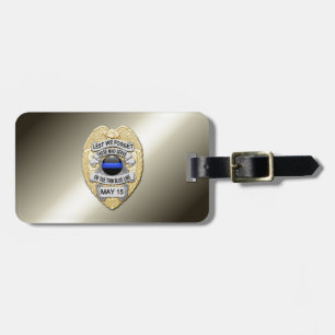 Étiquette À Bagage Badge de la ligne bleue mince avec bouton au verso