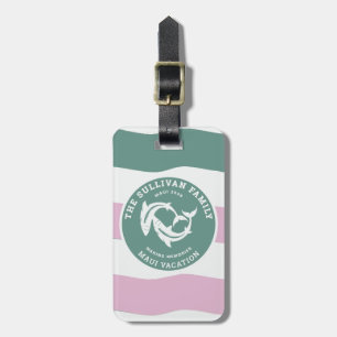 Étiquette À Bagage Badge de vacances en famille requin vert sauge rét