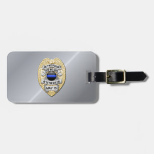 Étiquette À Bagage Badge Thin Blue Line avec bouton au verso