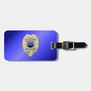 Étiquette À Bagage Badge Thin Blue Line avec bouton au verso
