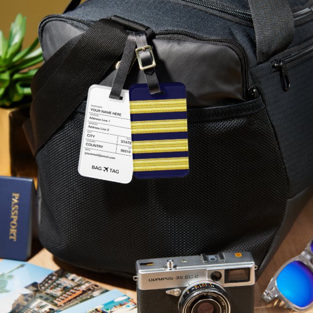 Étiquette À Bagage BAG TAG - Stripes du capitaine (Recto & Verso)