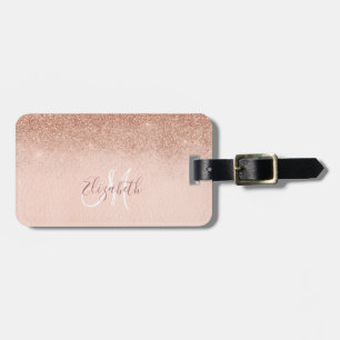 Étiquette À Bagage Bagage à monogramme avec ombre à paillettes rose g