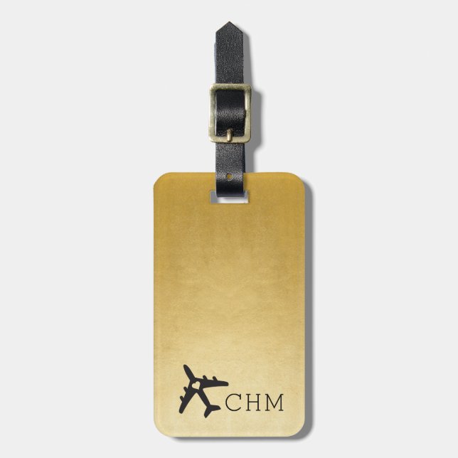 Étiquette À Bagage Bagage de monogramme de voyage d'amour d'avion (Devant Vertical)