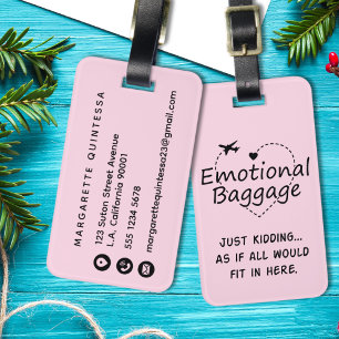 Étiquette À Bagage Bagage Émotionnel Drôle Rose Humour Féminin Avion