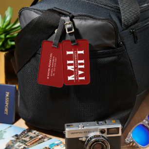 Étiquette À Bagage Bagage personnalisé Monogramme Bordeaux