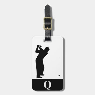 Étiquette À Bagage Bagages de golf noir et blanc Monogram Sports pour