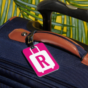 Étiquette À Bagage Bagages rose framboise avec bracelet en cuir