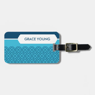 Étiquette À Bagage BAGAGES TAG :: rosette à motifs aqua + marine