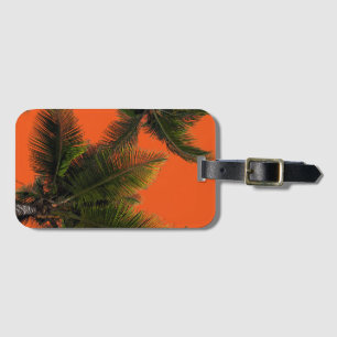 Étiquette À Bagage Bagages Tags Palm Trees Orange Arrière - plan