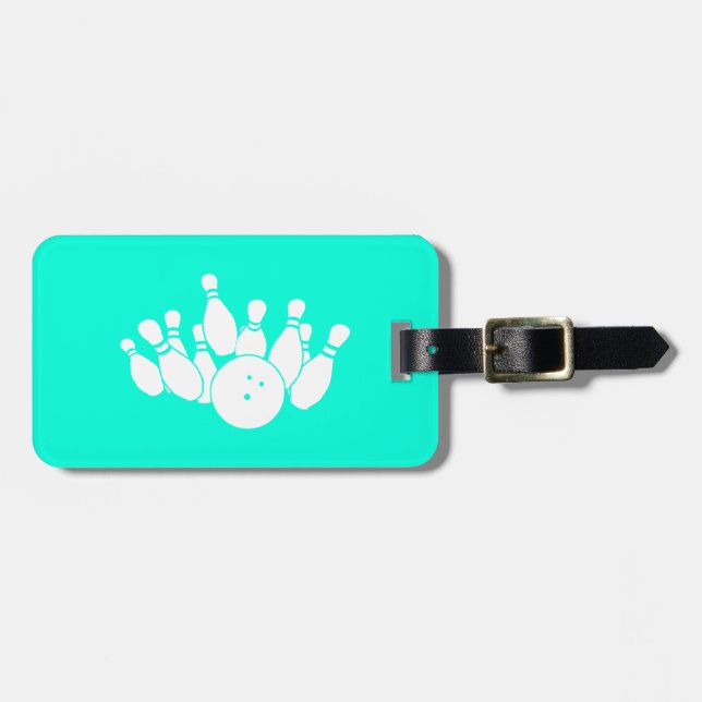Étiquette À Bagage Baguette de sac de bowling turquoise (Devant horizontal)