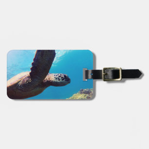 Étiquette À Bagage Baie de Hanauma - tortues de mer verte d'Hawaï