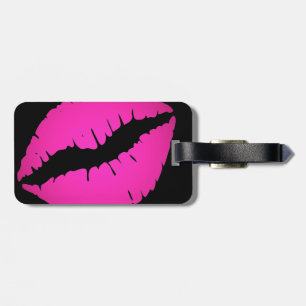 Étiquette À Bagage Baiser de rouge à lèvres ombré noir et rose vif
