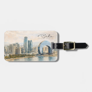 Étiquette À Bagage Baku Azerbaïdjan Capitale Aquarelle Cadeau de Voya
