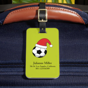 Étiquette À Bagage Bal de football de Noël Père Noël Casquette Person