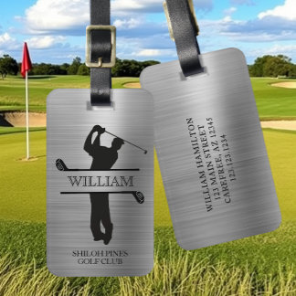 Étiquette À Bagage Balancier de golf à monogramme personnalisé