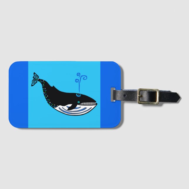 Étiquette À Bagage BALEINE Bleue Graphique -Bleu Marin (Devant Horizontal)