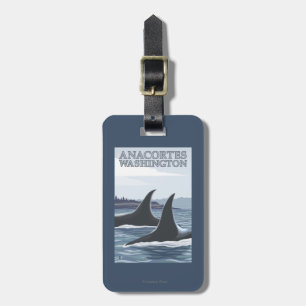 Étiquette À Bagage Baleines #1 - Anacortes, Washington d'orque