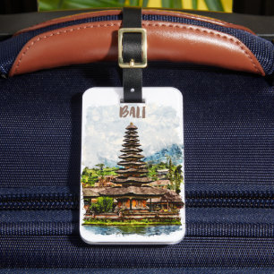 Étiquette À Bagage Bali Indonésie Ulun Danu Beratan Temple