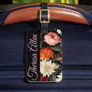 Étiquette À Bagage Balise à bagages noir et rose personnalisée