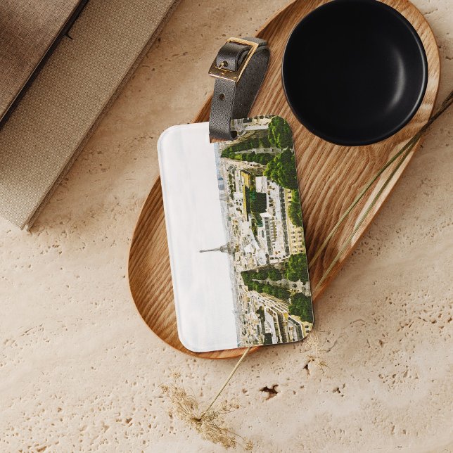 Étiquette À Bagage Balise Aquarelle Paris Destination Bagages (Créateur téléchargé)