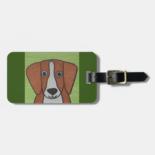 Étiquette À Bagage Balise Bagage Beagle mignon (Devant horizontal)