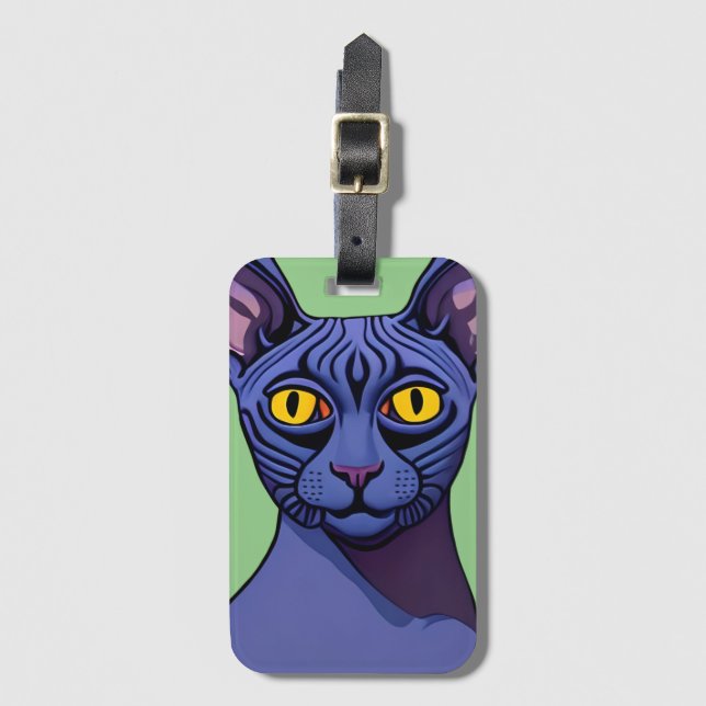 Étiquette À Bagage Balise Bagage de chat Sphynx (Devant Vertical)