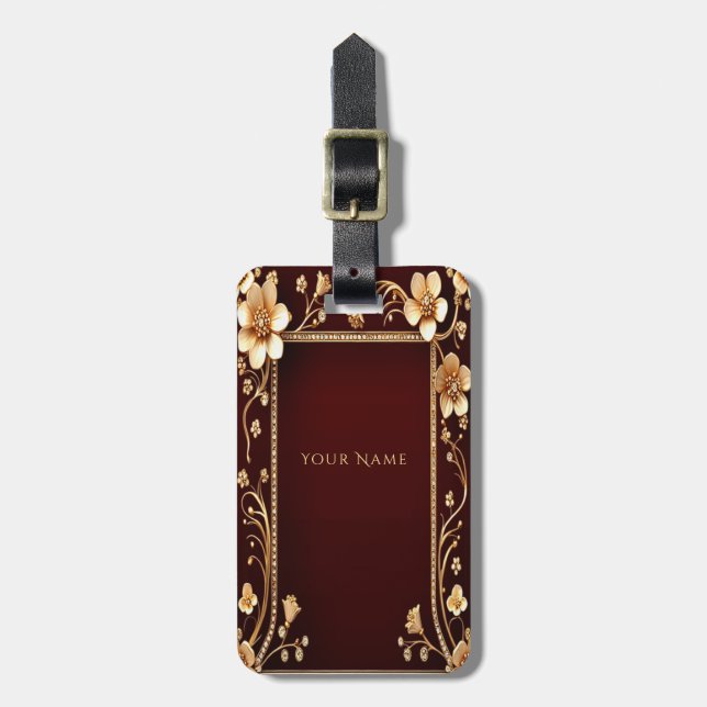 Étiquette À Bagage Balise Bagage de fleurs d'or de Bourgogne