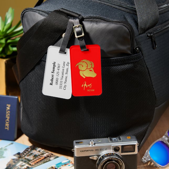 Étiquette À Bagage Balise Bagage du signe Zodiac Aries (Recto & Verso)