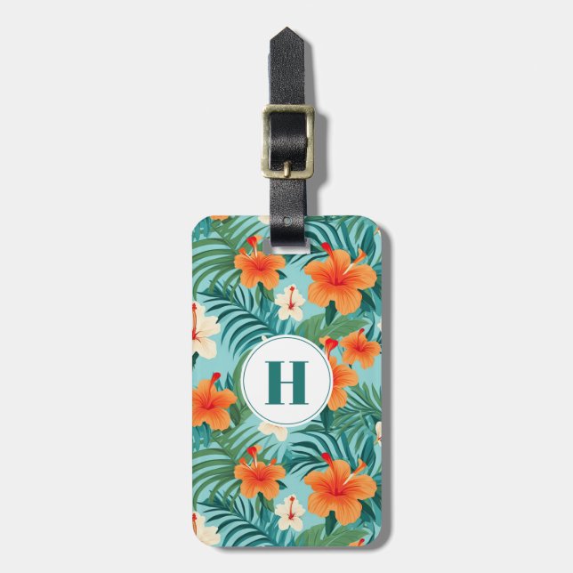 Étiquette À Bagage Balise Bagage Fleurs Hawaiiennes (Devant Vertical)