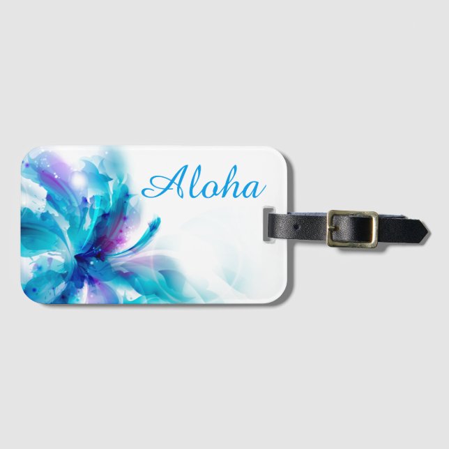 Étiquette À Bagage Balise Bagage Floral Aloha (Devant Horizontal)