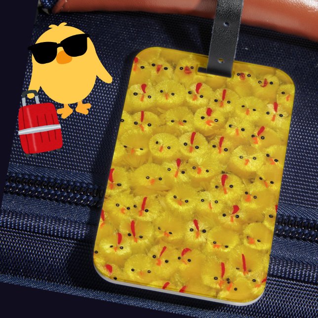 Étiquette À Bagage Balise bagage Jaune BRIGHT Cute Chicks (Never lose your suitcase again with this fun, bright yellow chicks pattern luggage tag!)