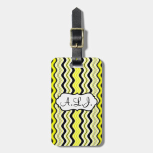 Étiquette À Bagage Balise Bagage Jaune, Noir, Blanc Verre