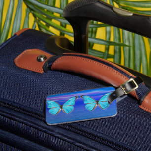 Étiquette À Bagage Balise Bagage Papillons Bleus