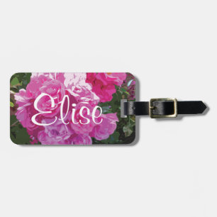 Étiquette À Bagage Balise bagage personnalisée   OEuvre florale rose