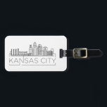 Étiquette À Bagage Balise Bagage Skyline de Kansas City<br><div class="desc">Un bagage unique représentant la belle ville de Kansas City,  Missouri.  Ce tag présente une illustration stylisée de l'horizon unique de la ville avec son nom en dessous.</div>