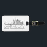 Étiquette À Bagage Balise Bagage Skyline de Kansas City<br><div class="desc">Un bagage unique représentant la belle ville de Kansas City,  Missouri.  Ce tag présente une illustration stylisée de l'horizon unique de la ville avec son nom en dessous.</div>
