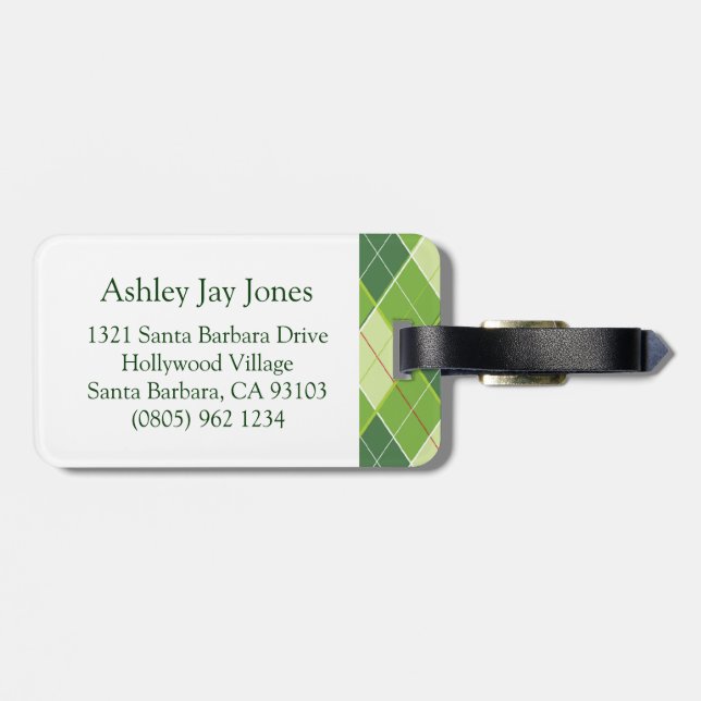 Étiquette À Bagage Balise bagage verte du tee motif Golf Jacquard (Dos horizontal)