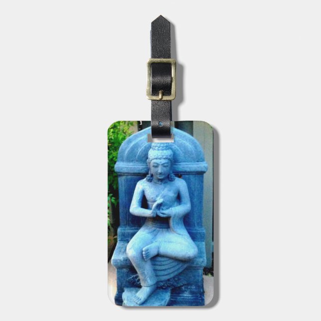 Étiquette À Bagage balise Bouddha bleu pierre (Devant Vertical)