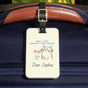 Étiquette À Bagage Balise Chat et bagage Rose jaune adorable