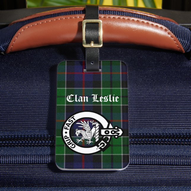 Étiquette À Bagage Balise Clan Leslie Tartan & Crest Luggage (Insitu Rectoal 2)