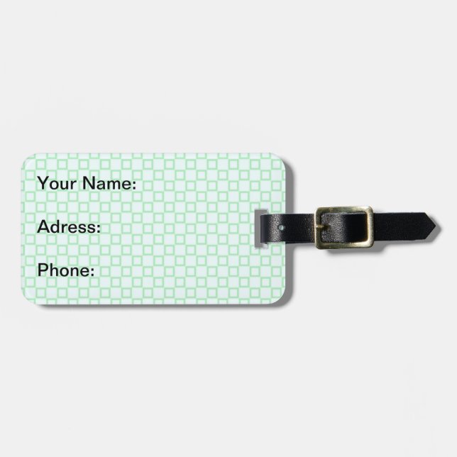 Étiquette À Bagage Balise classique de bagage blanc et vert menthe (Devant horizontal)