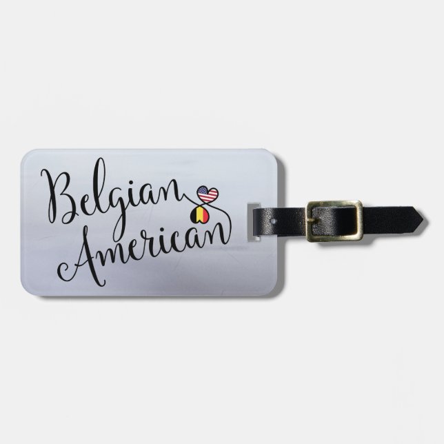 Étiquette À Bagage Balise Coeurs mêlés belges américains (Devant horizontal)