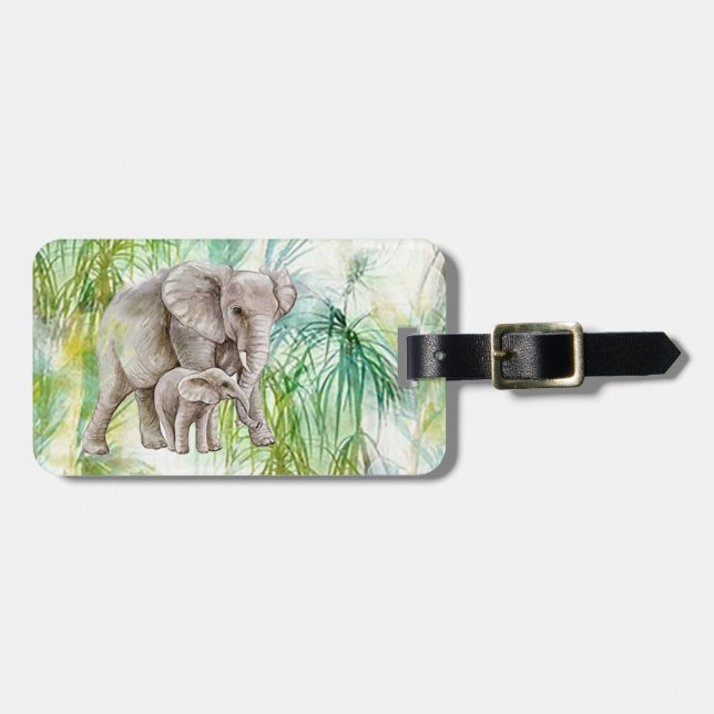 Étiquette À Bagage Balise de bagage acrylique "Jungle Elephant" (Devant horizontal)