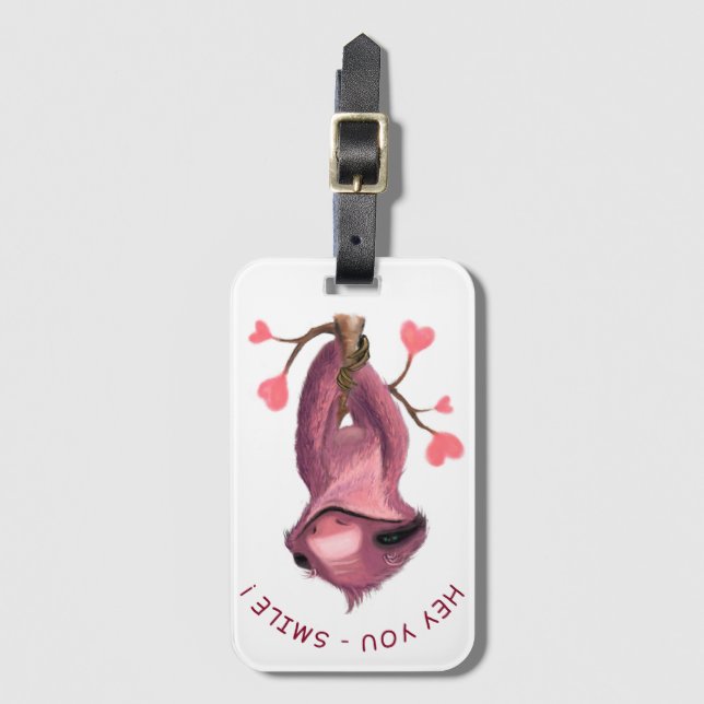 Étiquette À Bagage Balise de bagage amusante sourire joyeux - Texte p (Devant Vertical)